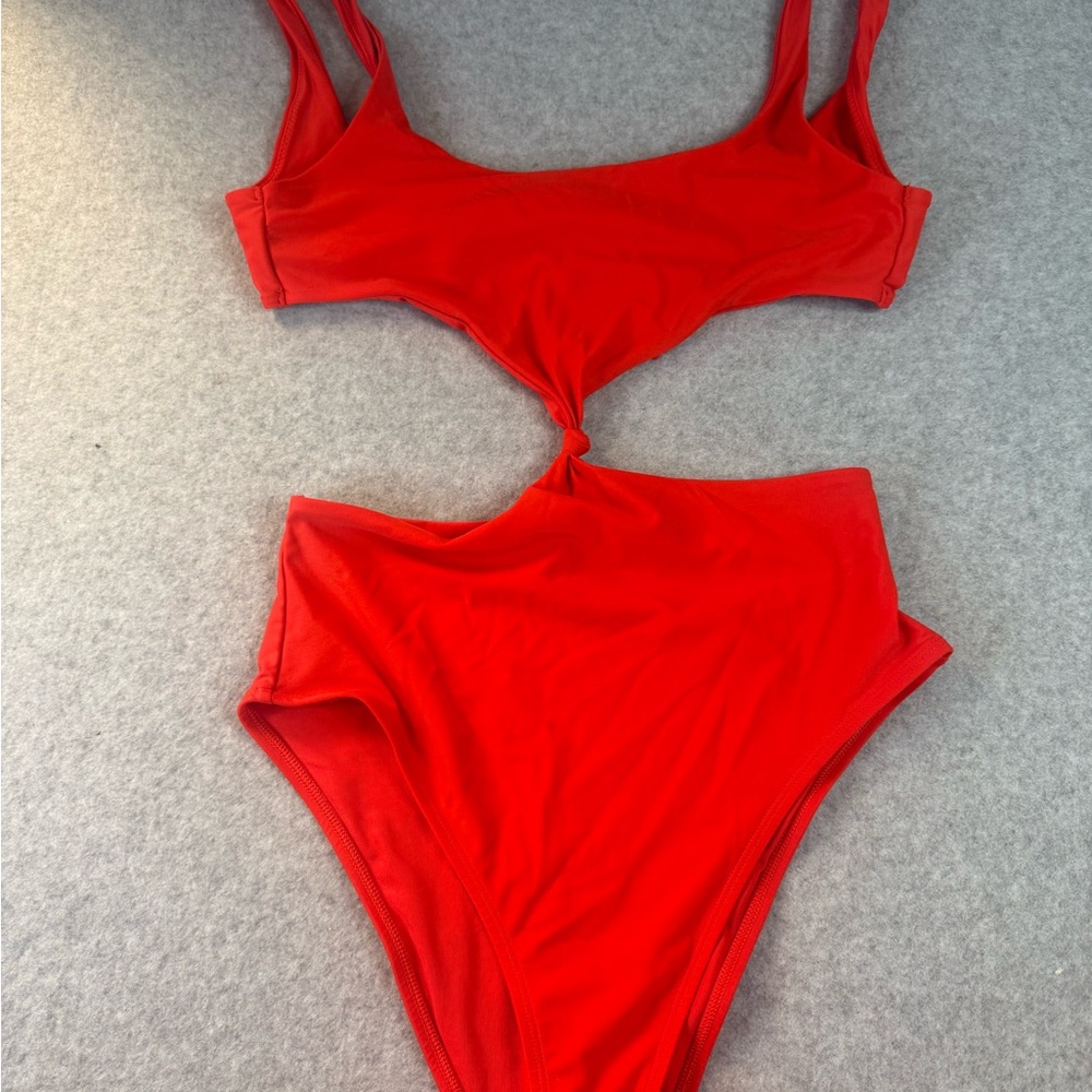 aerie orange side cute out one piece swimsuit medium